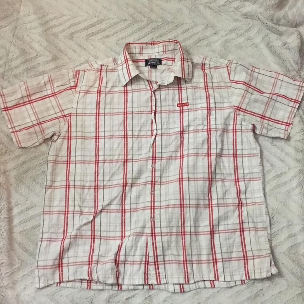 Men Avirex short sleeve button down.